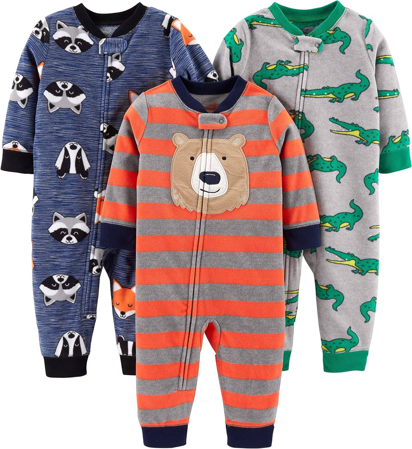 Simple Joys by Carters Toddlers and Baby Boys Loose-Fit Fleece Footless Pajamas, Pack of 3