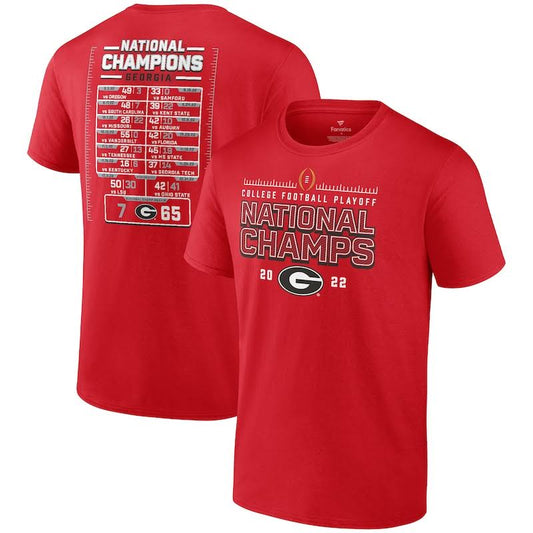 Mens Fanatics Branded Red Georgia Bulldogs College Football Playoff 2022 National Champions Schedule T-Shirt