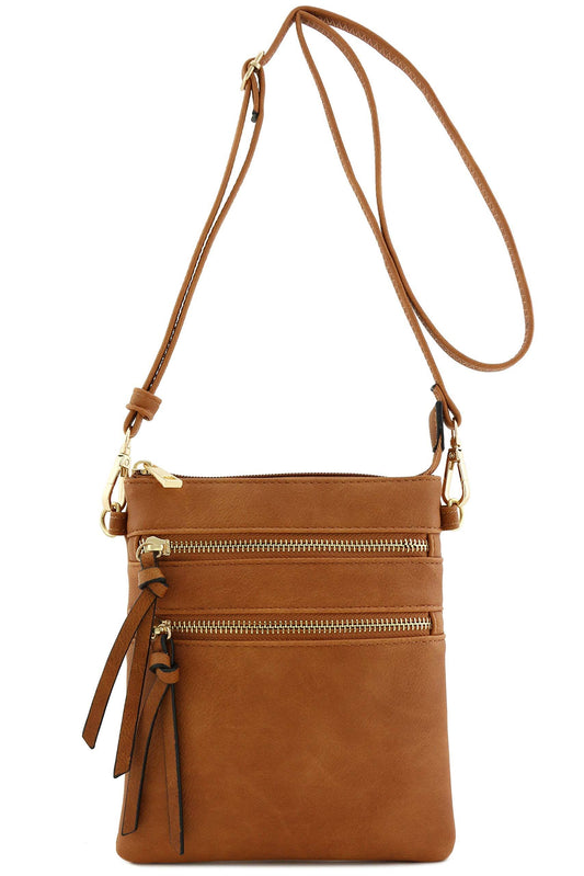 Functional Multi Pocket Crossbody Bag (Dark Tan)