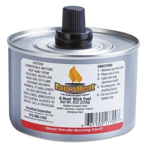 Fancy Heat F700, 8 oz. 6-Hour Liquid Chafing Fuel with Wick, 24/cs