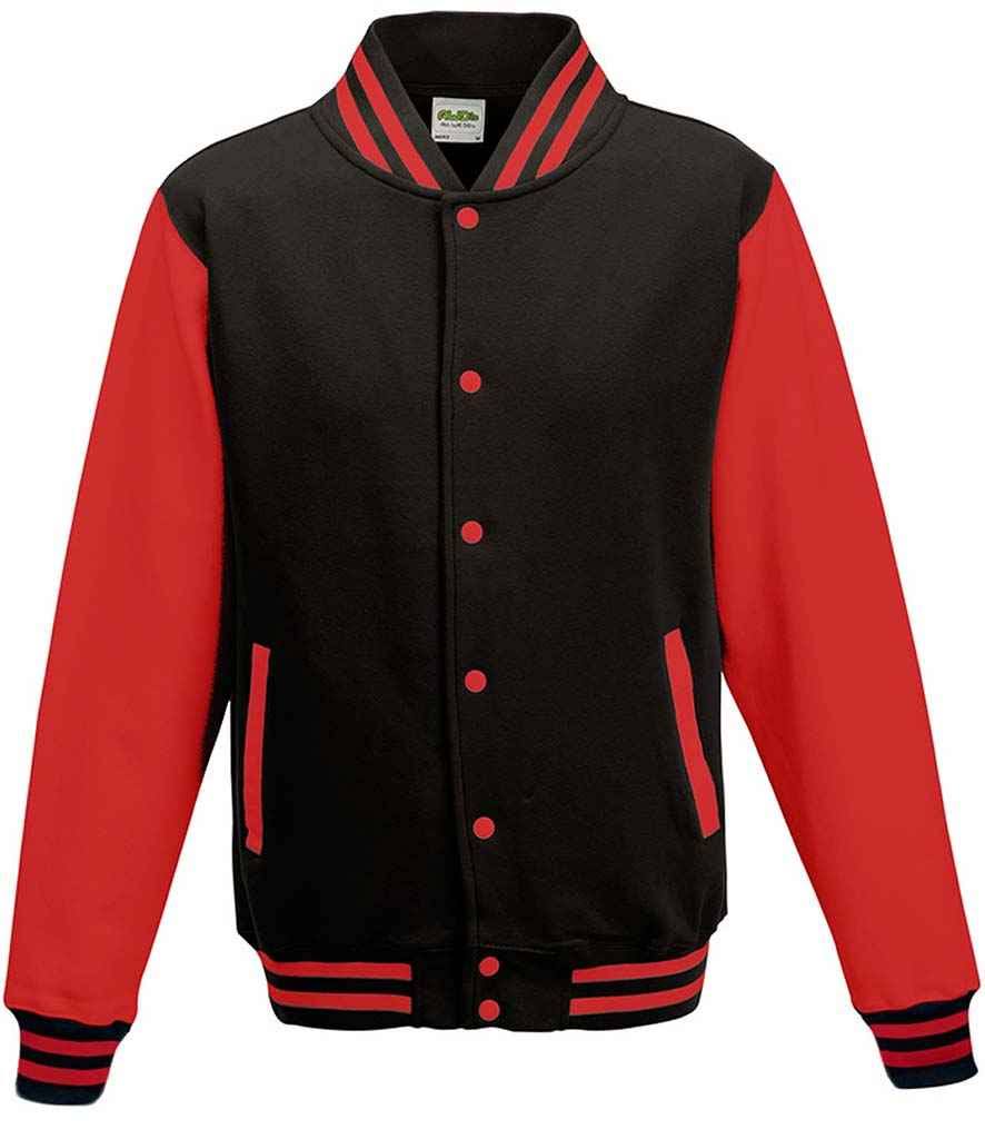 Awdis Unisex Varsity Jacket - Burgundy / Heather Gray, L