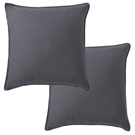 Levtex Home Washed Linen Square Pillow Cover, Set of 2 - Spa Blue