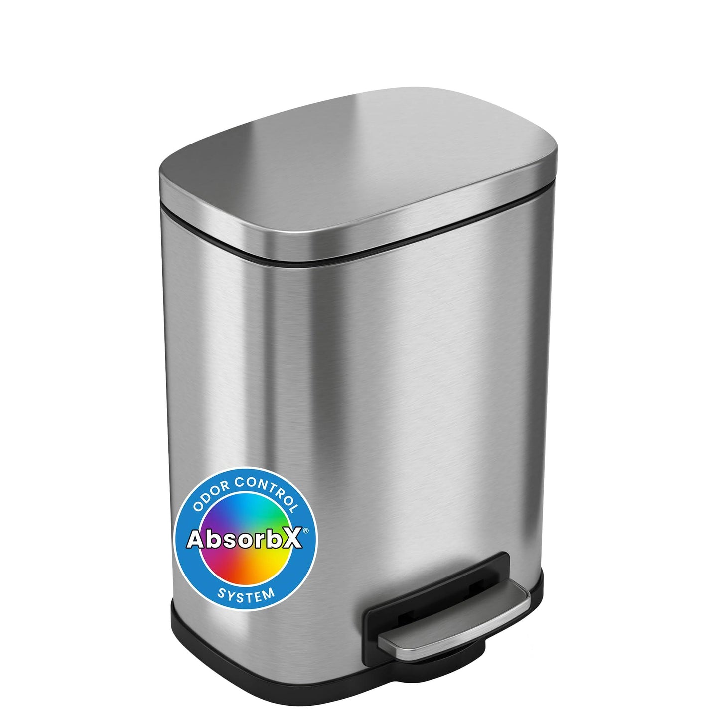 iTouchless SoftStep 5 Liter Stainless Steel Step Trash Can, 1.32 Gallon Small Pedal Bathroom