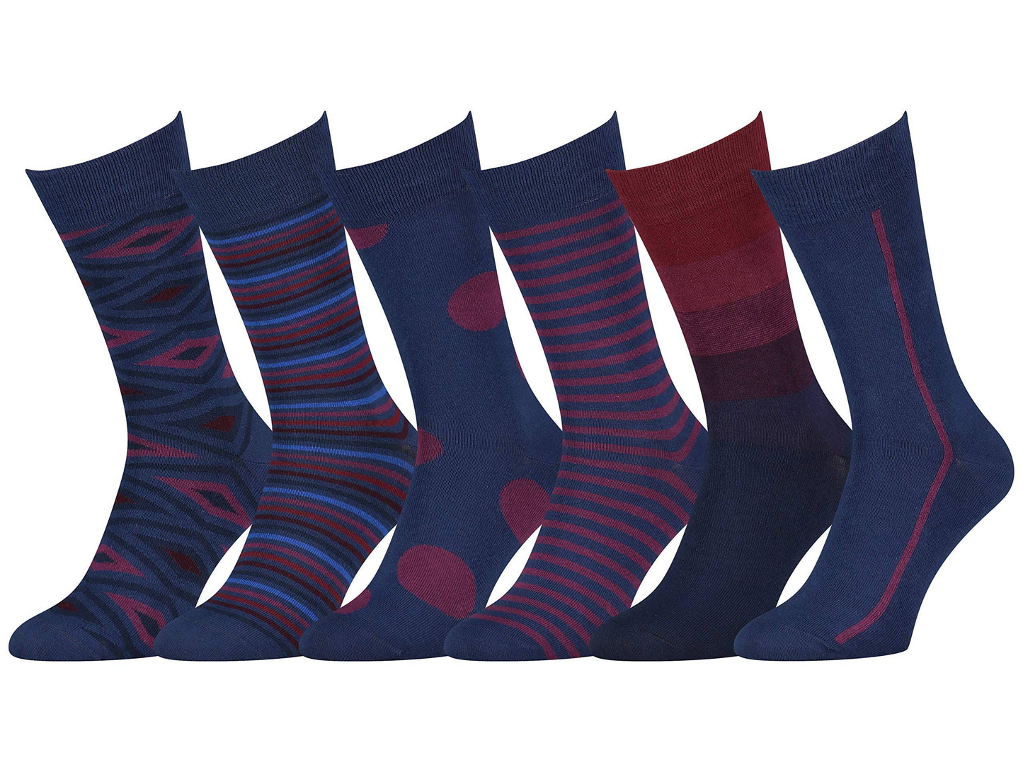 Easton Marlowe Mens Dress Socks 6 Pack Classic Cotton Dress Socks for Men - Patterned Socks