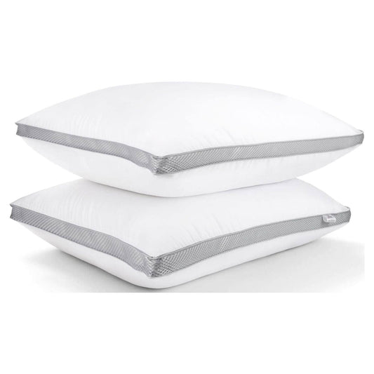 2 Pack 100% Cotton Pillows, Gusseted Premium Down Alternative Bed Pillows,Queen Size 20 inchx26 inch, Size: Pillow-Queen, White