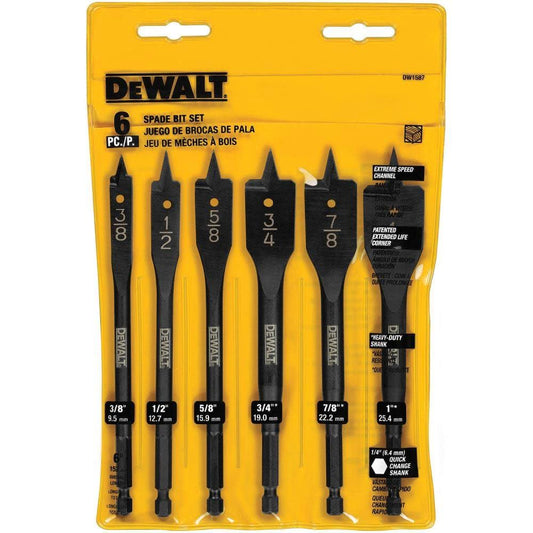 DeWalt DW1587 6 Piece Spade Bit Set