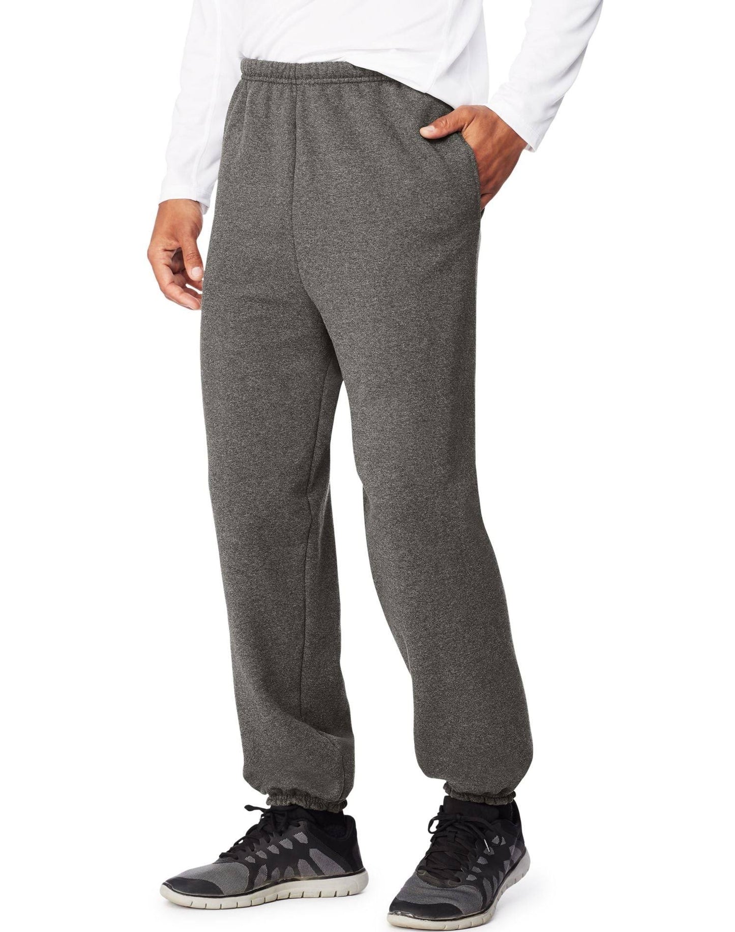 Hanes Sport Ultimate Cotton Mens Fleece Sweatpants with Pockets Black