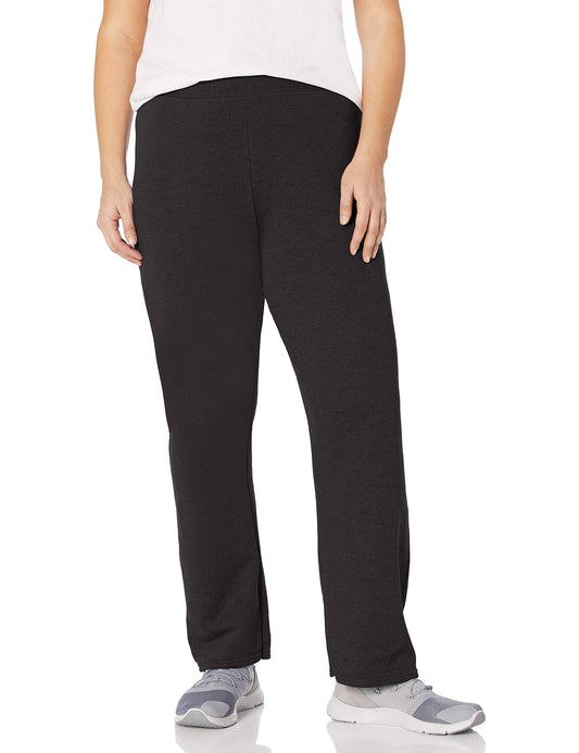 Just My Size OJ104 Womens ComfortSoft Ecosmart Fleece Open-Hem Sweatpants, Petite Length - Ebony - 2x