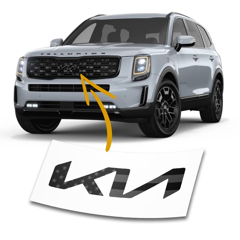 2023+ Kia Telluride Blackout American Flag Emblem Overlays