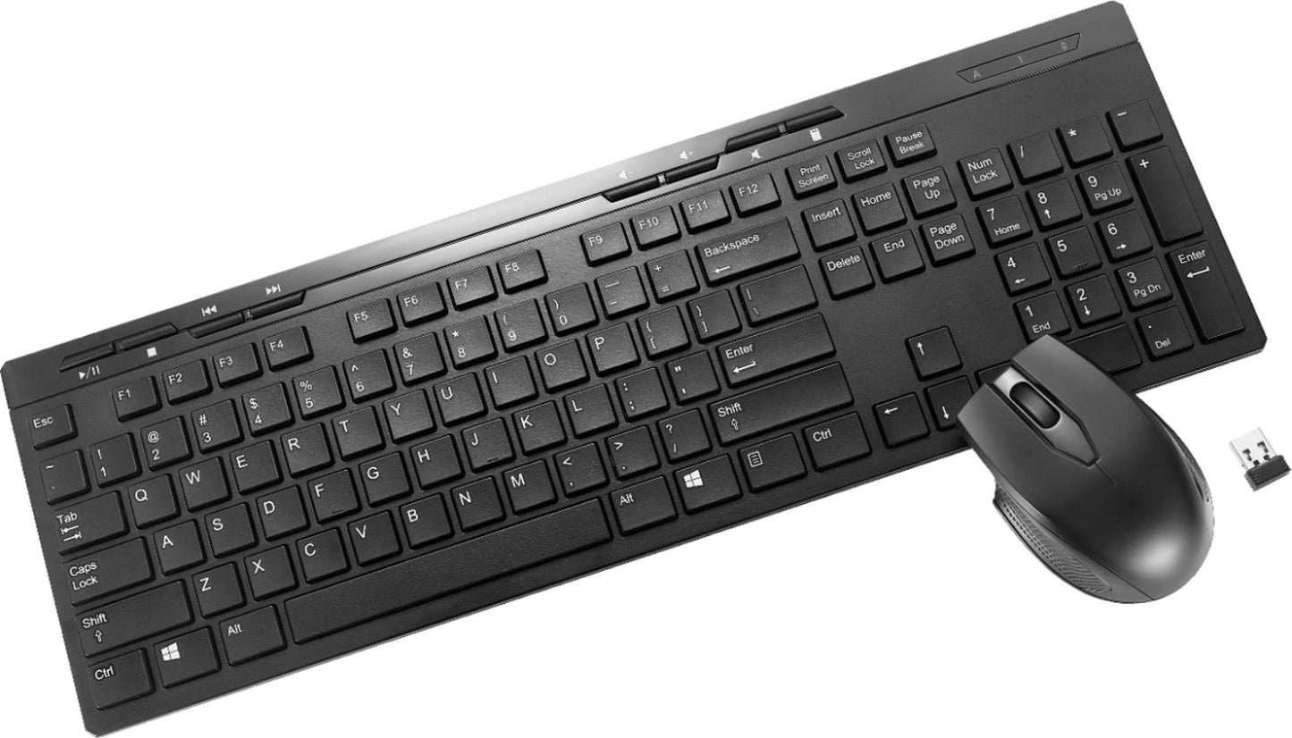 Best Buy Essentials - BE-PKRFCO Full-Size Wireless Membrane Keyboard and Mouse Bundle with USB Reciever - Black