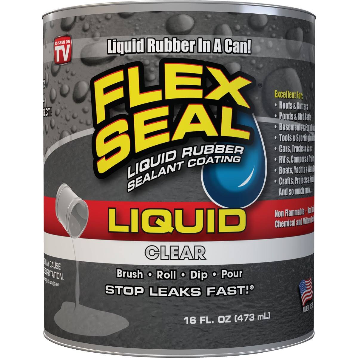 Flex Seal Sealant Coating, Black, Liquid Rubber - 16 fl oz