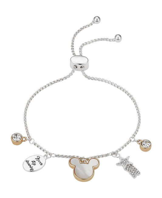 Disney Crystal Mickey Mouse Charm Bolo Bracelet in 14K Gold Flash Plated