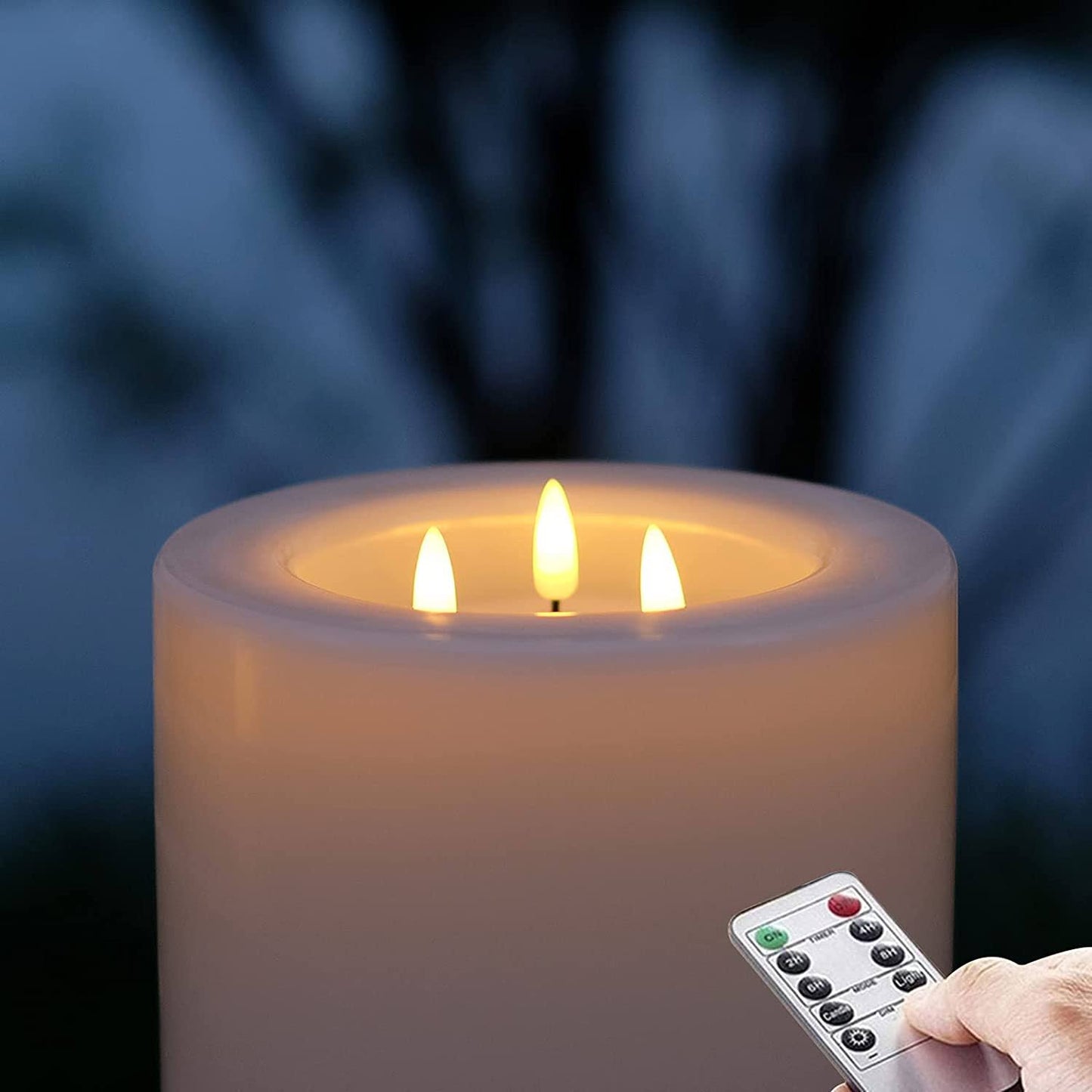 NONNO&ZGF OUTDOOR XL 6 x 8 Large Flameless Candles with Remote .Rainproof Waterproof . LED Battery Operated .Flickering Pillar Candles