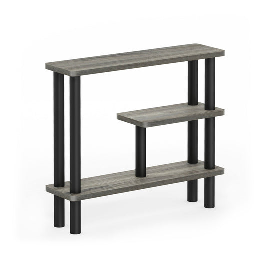 Furinno Turn-N-Tube Slim Space Saving Storage Rack - French Oak Grey/Black