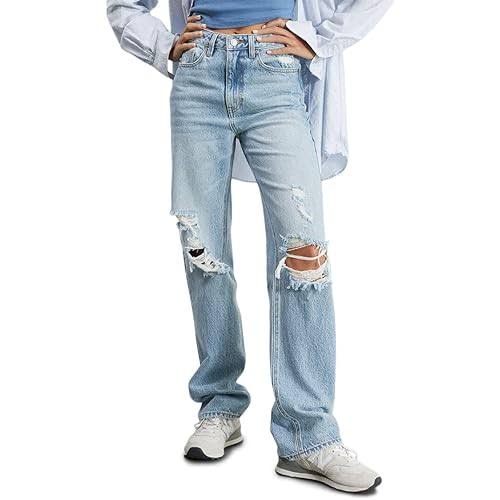 Pacsun Womens Eco Light Blue Ripped 90s Boyfriend Jeans in Medium Indigo - Size 26