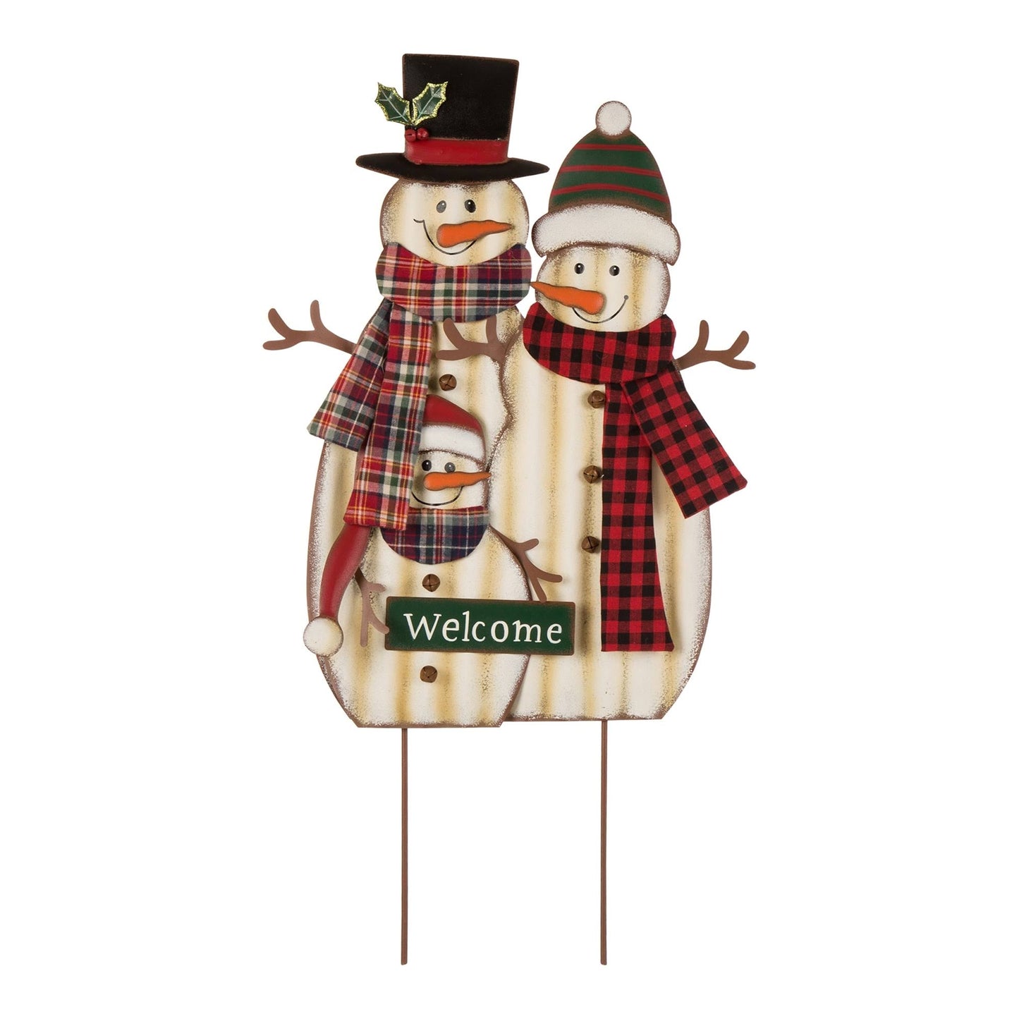 Glitzhome 30 Metal Christmas Snowman Family Yard Stake