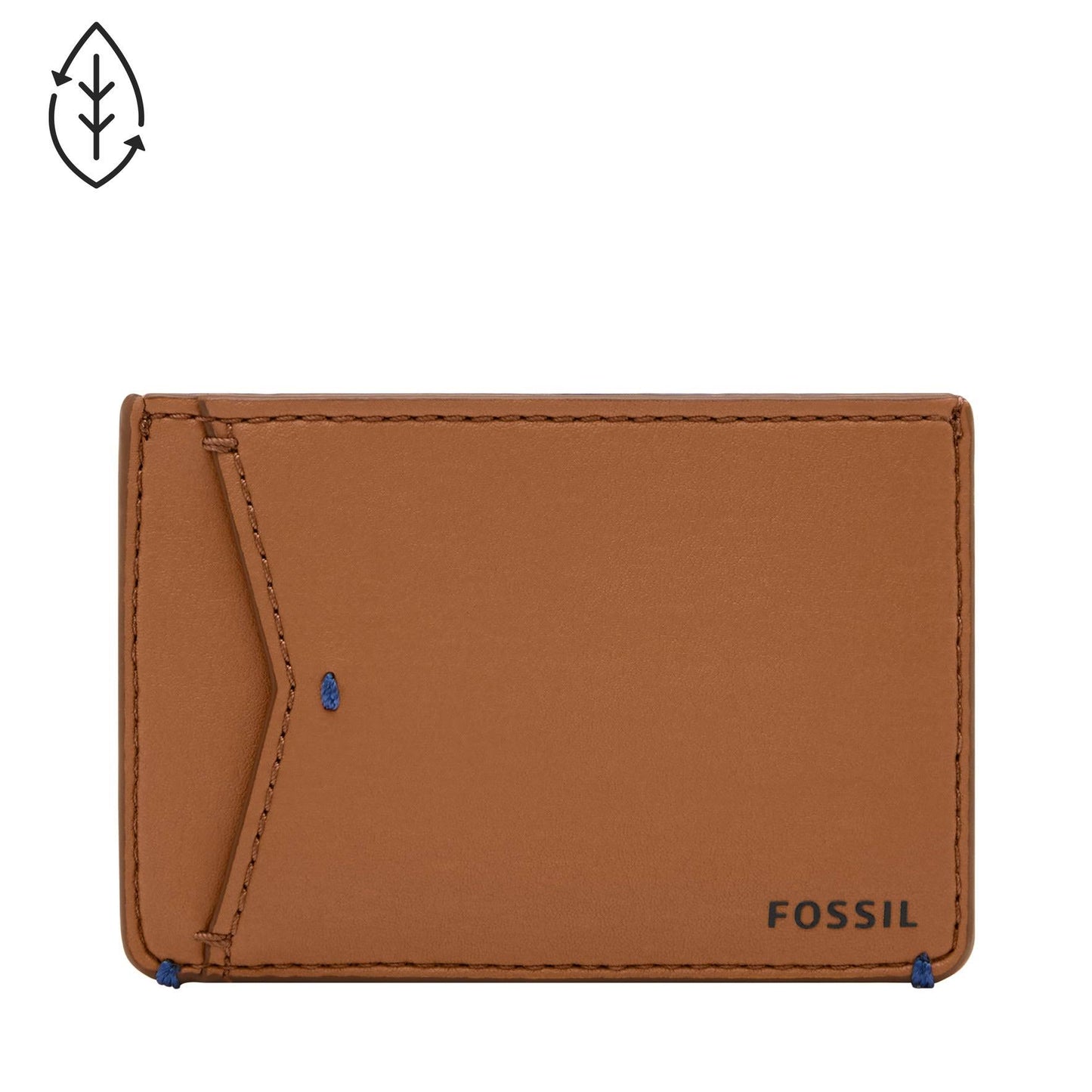 Fossil Mens Joshua Cactus Leather Card Case - Brown - Wallets