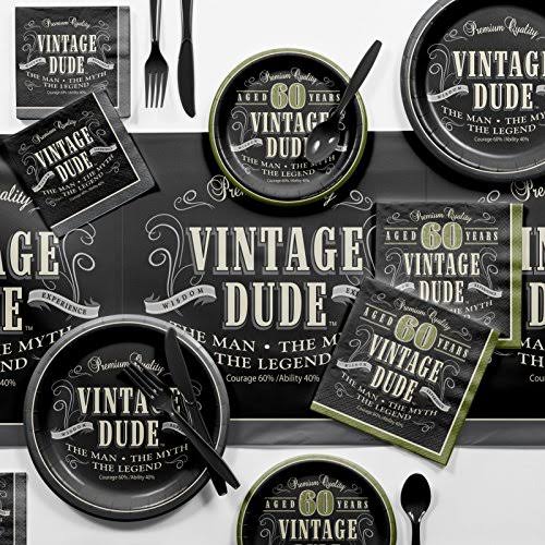 Creative Converting Vintage Dude Party Supplies Kit, Black