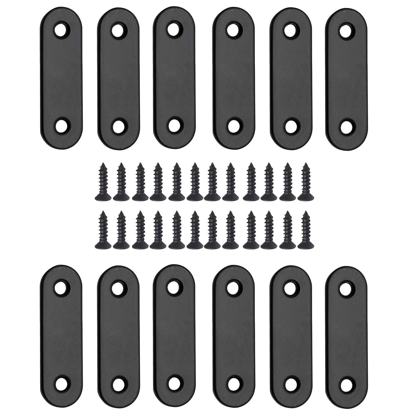 Jiozermi 12 Pcs Straight Brace Flat Brace 2 x 06 Stainless Steel Straight Bracket Mending Joining Plates for Wood Board Bed Frame Furniture & Shel