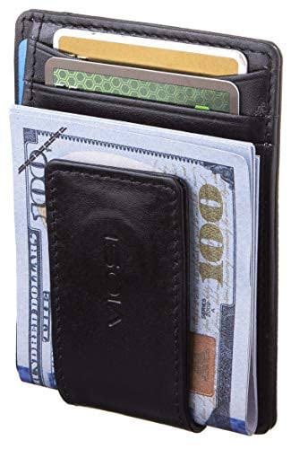 Viosi RFID Mens Leather Magnetic Front Pocket Money Clip Wallet