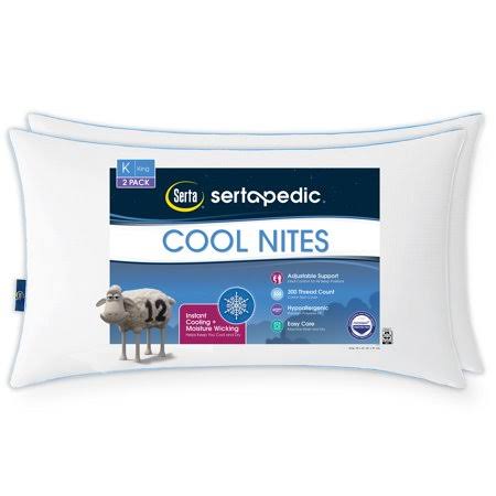 SertaPedic Cool Nites Pillow, White, Standard/Queen