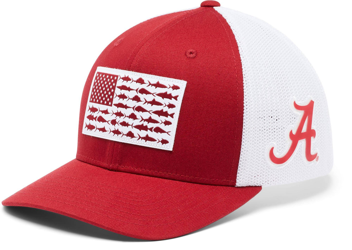 Columbia Alabama Crimson Tide Crimson PFG Mesh Fish Flag Ball Cap, Size: S/M