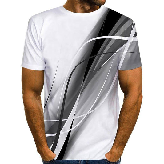 Mens shirt T shirt Tee Graphic Round Neck Gray 3D Print Daily Going out Short Sleeve Print Clothing Apparel Streetwear