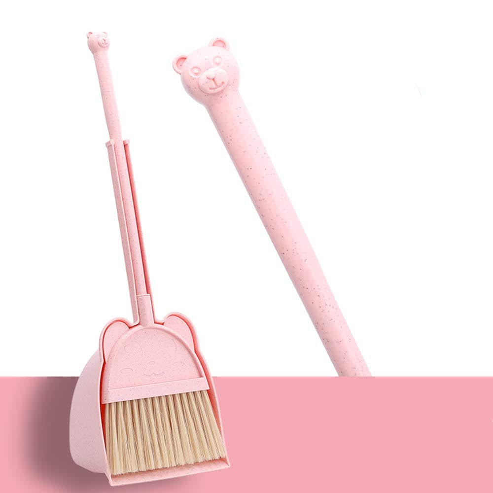 MAYEV Mini Broom with Duspan for Kids,Little Housekeeping Helper Set (Pink)