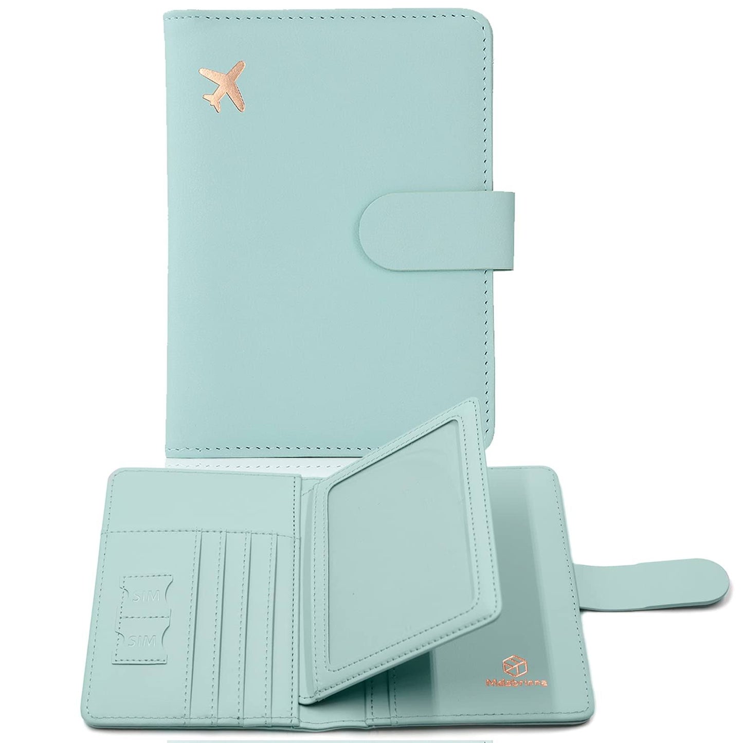 Melsbrinna Passport Holder,Passport Holder Card Slots,Cute Passport Cover for Women/Men,Waterproof RFID Blocking Travel Wallet (Aqua Green New)