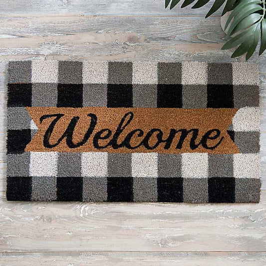 Kirklands Buffalo Check Welcome Mat Black/White 30L x 18W .6H