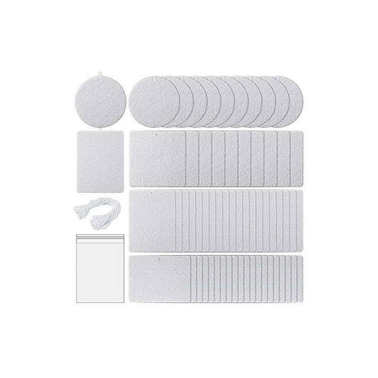 Finphoon 60 Pieces Sublimation Air Fresheners Blanks, 4 Styles Air Freshener Blanks Sheets Felt with 100pcs Packaging Bags and 98.4 Feet Rope for