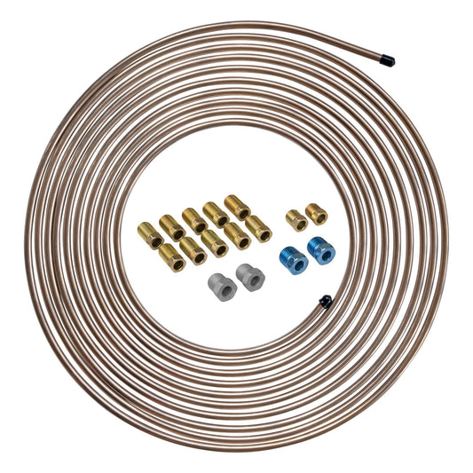 4lifetimelines COPPER-NICKEL Brake Line Tubing Coil and Fitting Kits, 3/16 & 1/4, 25 ft, 2 Kits