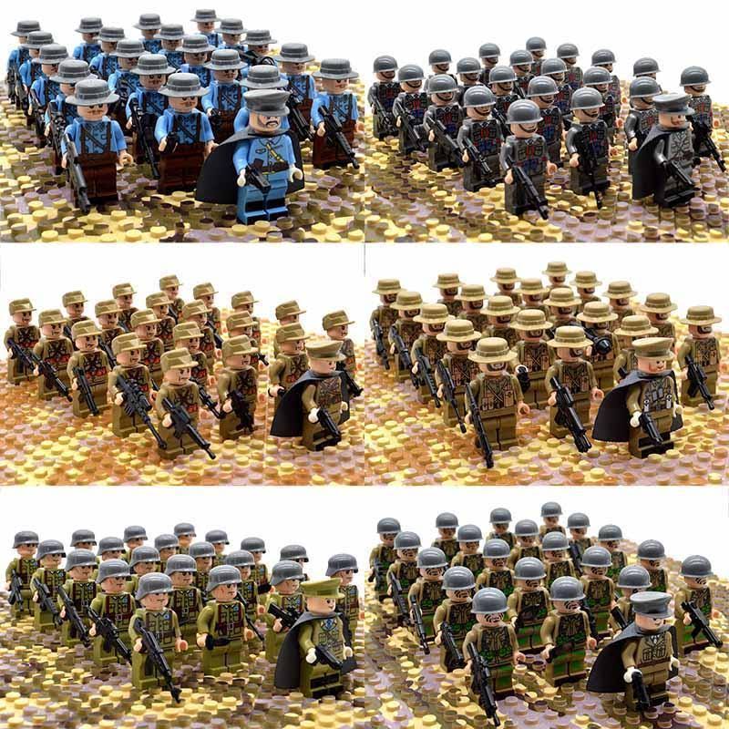 21pcs/set WW2 Army France Italy Japan US Britain China Soldiers Minifigures Toys