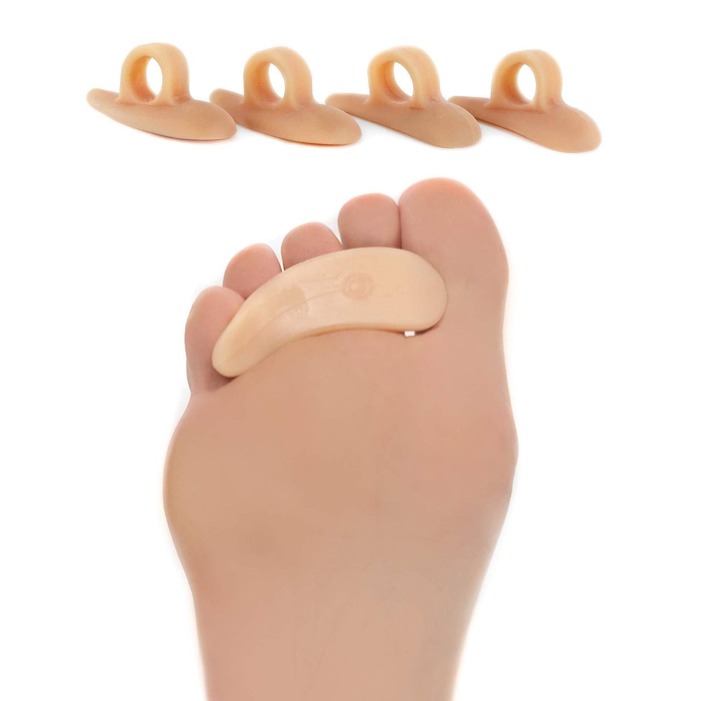 ZenToes Hammer Toe Straightener and Corrector 4 Pack Gel Crests Relieve Foot Pain, Pressure, Discomfort, Beige