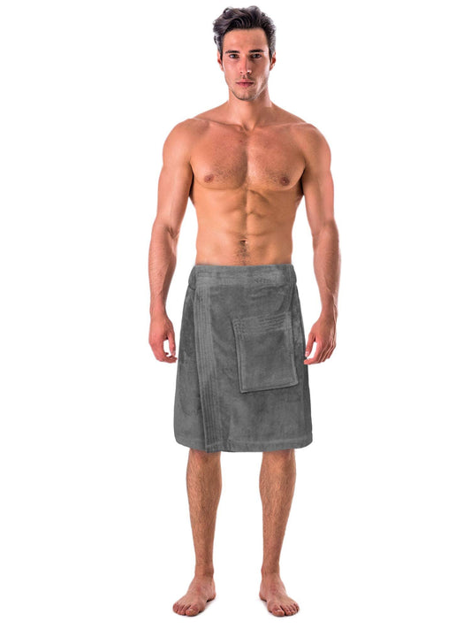 Mens Velour Cotton Terry Shower and Bath Towel Wrap One Size White