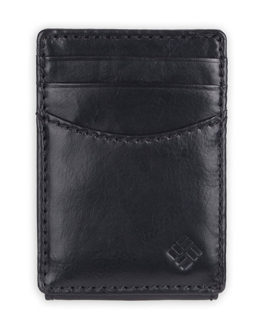 Columbia Magnetic Security Leather Card Case Wallet - Mens - Black