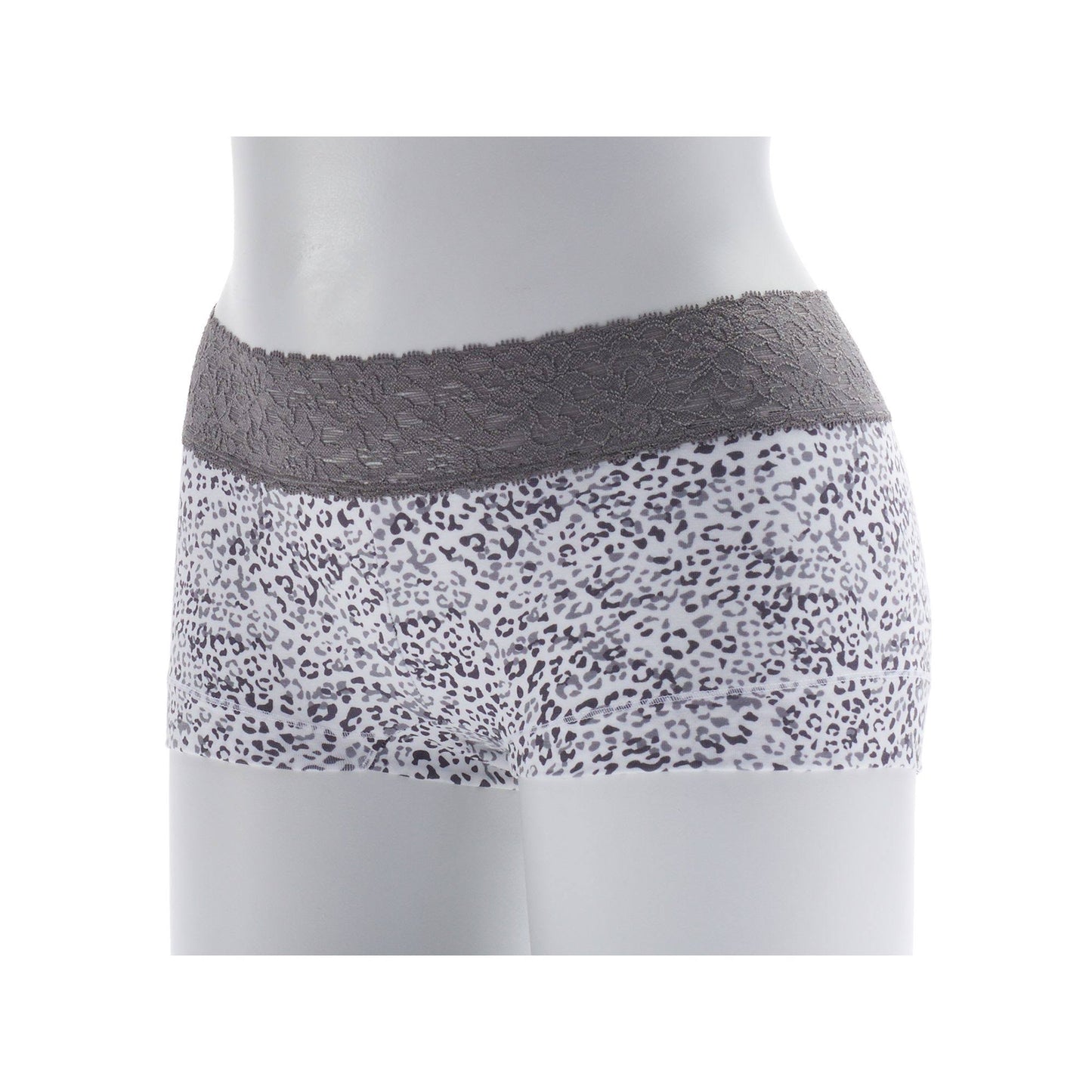 Maidenform 40859 Cotton Dream Boyshort with Lace - Steel Grey Dot - 9