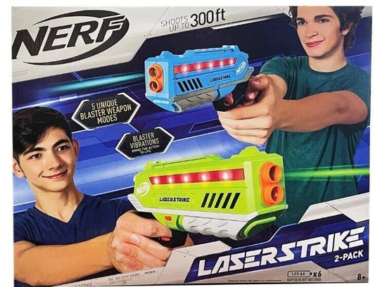 Nerf Laser Strike 2 Player Laser Tag Game Pack Complete with 2 300ft Range Blasters, 2 Target Vests & 2 Holsters - Indoor or Outdoor Play Arcade