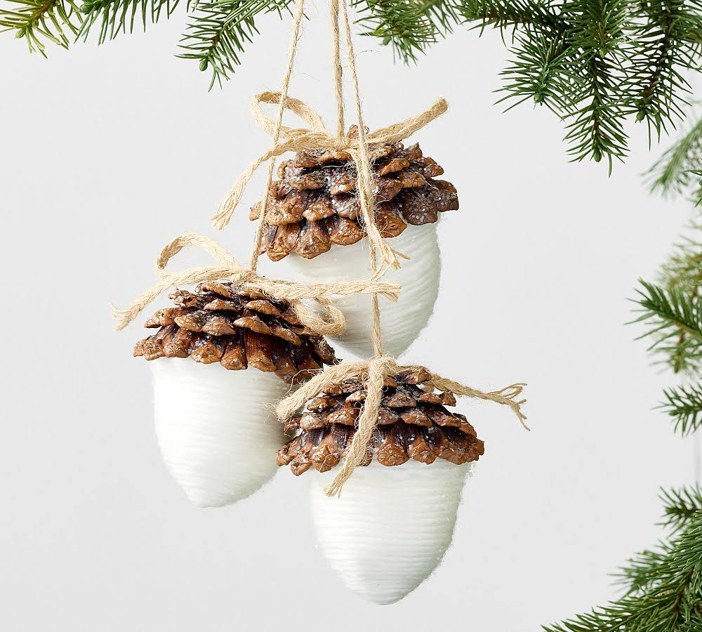 Pottery Barn Acorn Cluster Ornament White