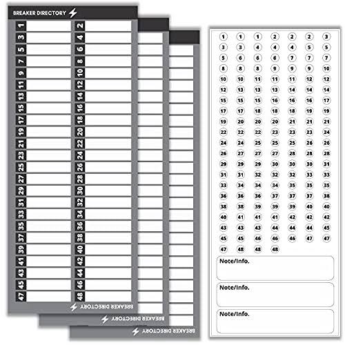 Circuit Breaker Directory Label with Fuse Stickers for Fuse Panel, Marker Sign for Electrical Panel. Strong Adhesive. Up to 48 Entries, Odd and Even