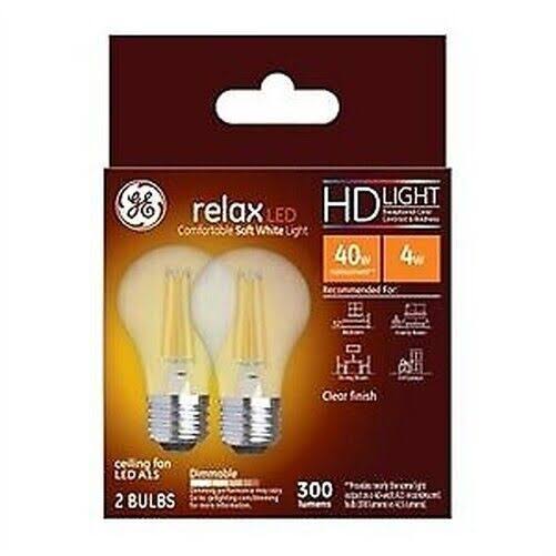 Ge Relax Light Bulbs, LED, Ceiling Fan, Soft White, 40 Watts - 2 light bulbs