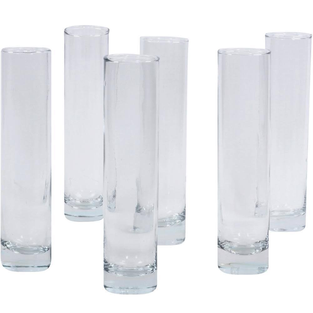 Koyal Wholesale 7.5 inch Tall Clear Glass Cylinder Bud Vase, 6ct