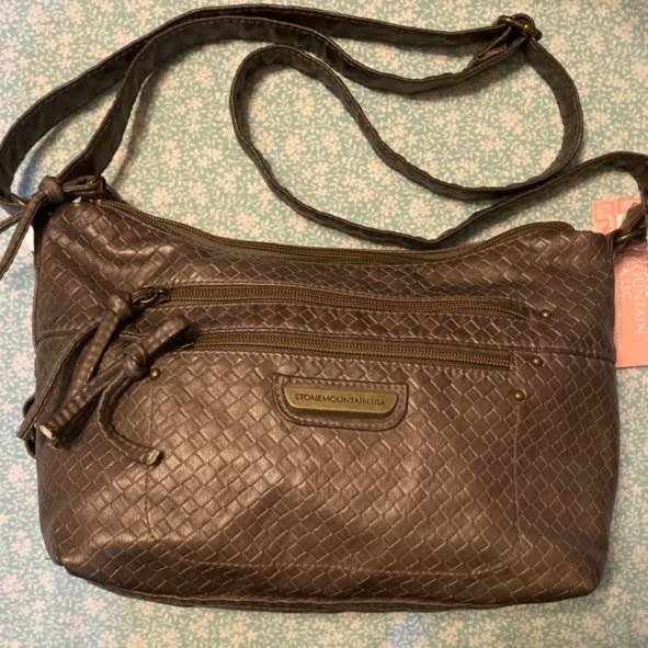 Stone Mountain Embossed Crossbody Bag | Gray | One Size | Handbags Crossbody Bags | Adjustable Straps