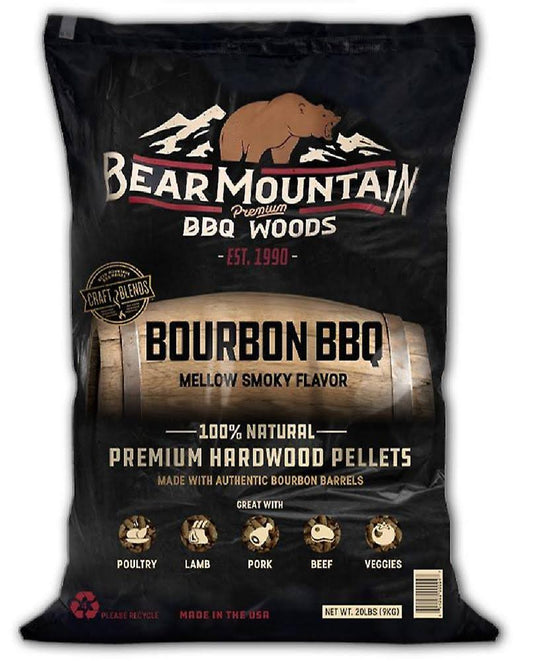 Bear Mountain Bbq Woods Hardwood Pellets, Premium, Bourbon BBQ - 20 lbs (9 kg)