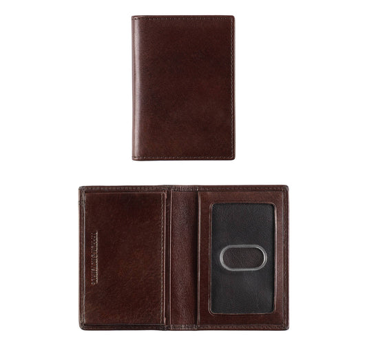 Johnston & Murphy Mens Italian Leather Bifold Card Case Mahogany