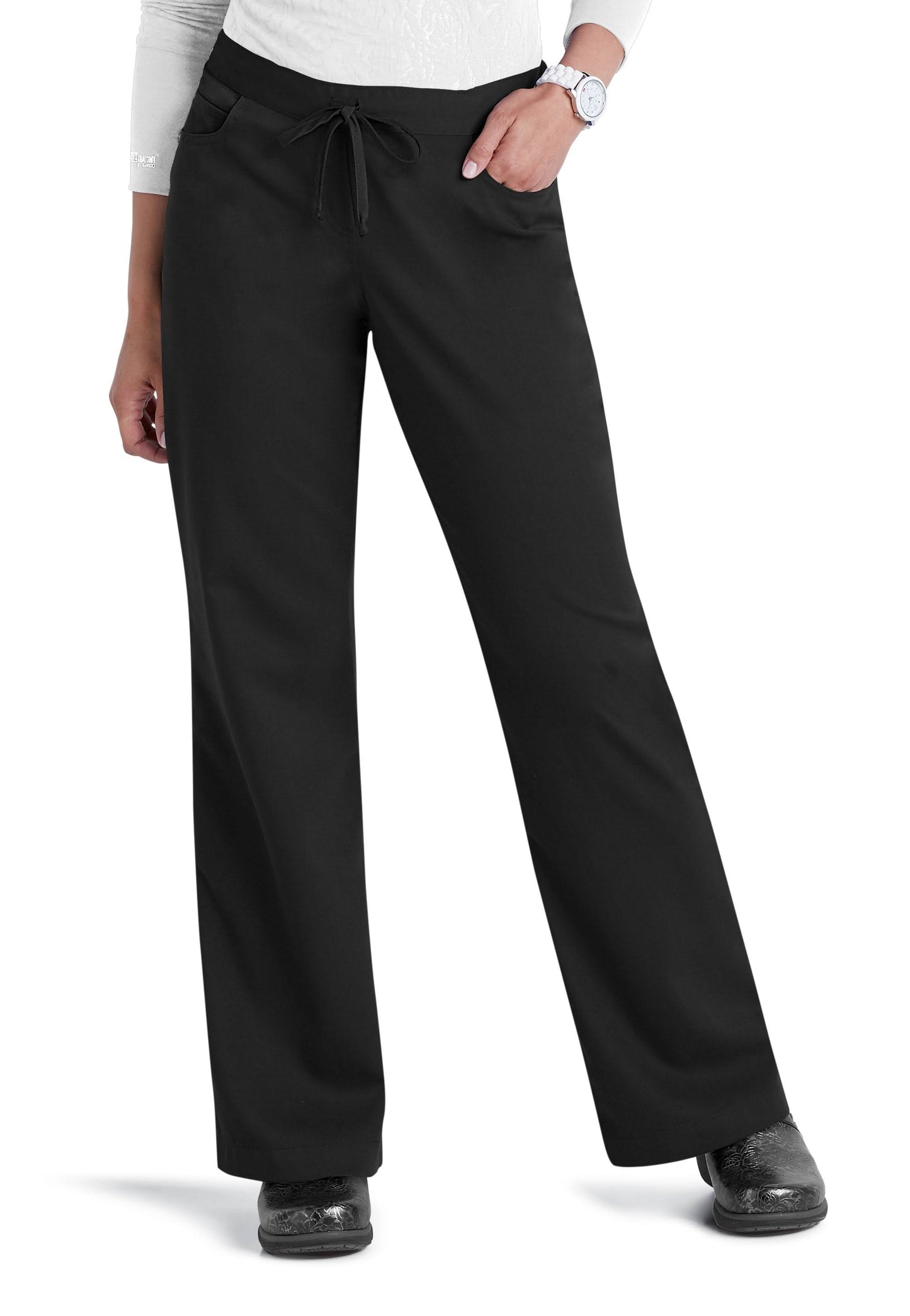 Greys Anatomy 5 Pocket Drawstring Scrub Pant Black / LP