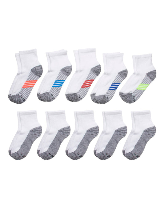 Hanes Ultimate Double Tough Boys Ankle Socks, 10-Pairs Black M