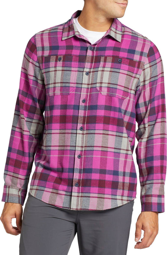 Alpine Design Mens Brushed Flannel Long Sleeve Shirt, Large, Sunrise Plaid Pom Punch