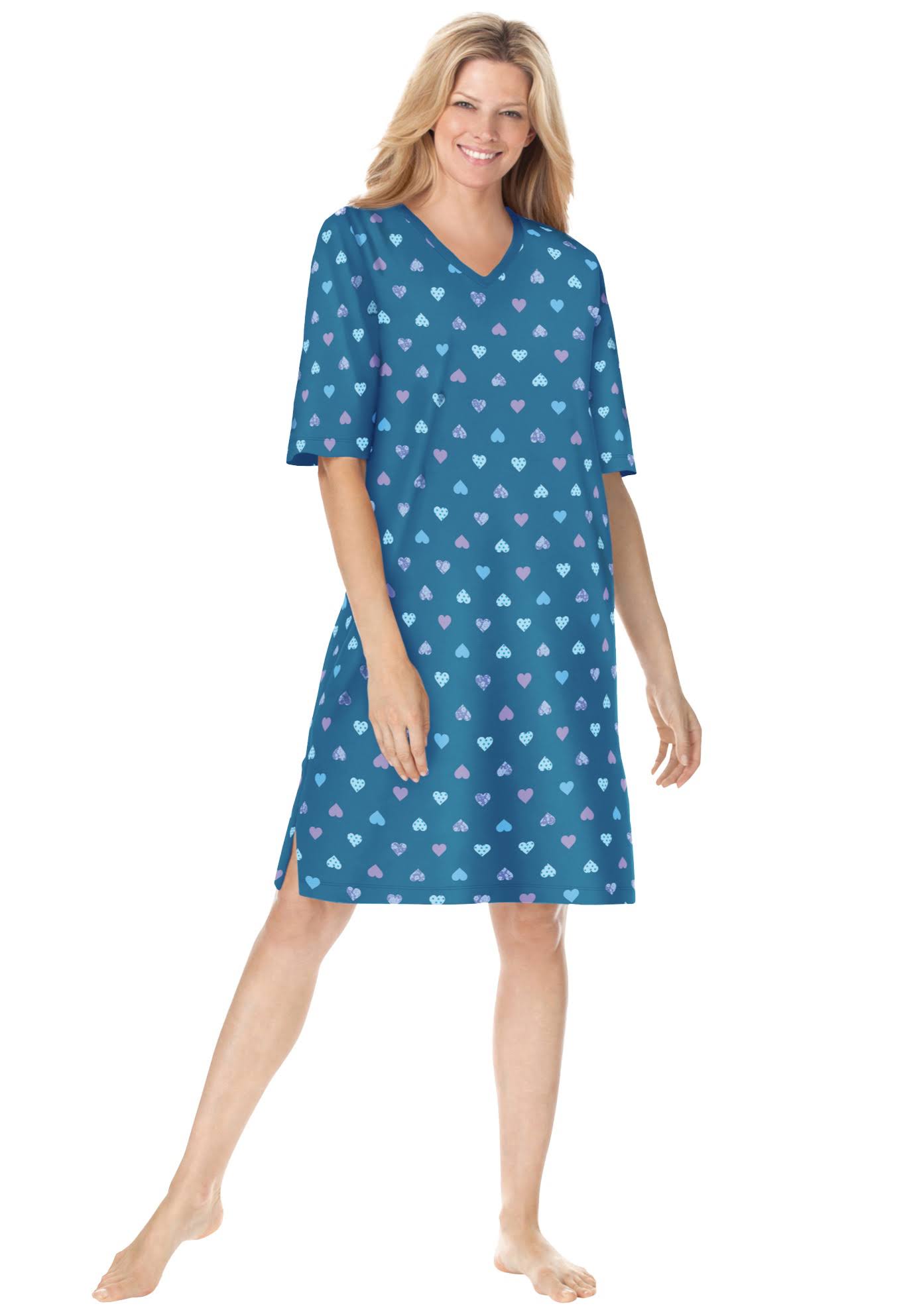 Dreams & Co. Womens Plus Size Print Sleepshirt, 5x/6x - Classic Red Winter Snow