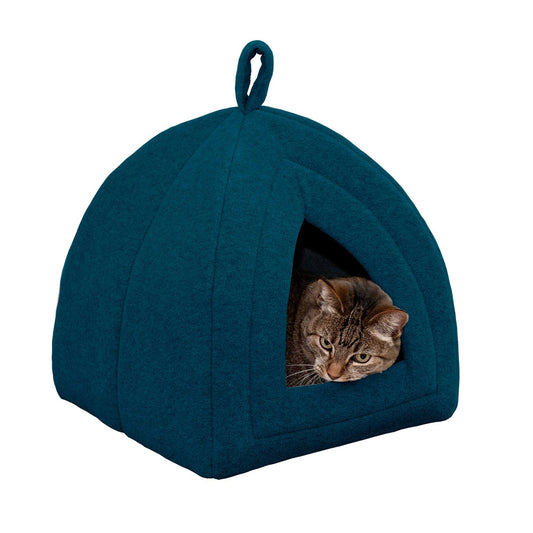 FurHaven Fleece Pet Tent Small Dog and Cat Bed Lagoon Blue